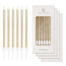 24 Pcs Champagne Gold Birthday Candles for Cake, Long Thin Party Candles, Happy Birthday Candles, Colorful Cake Decorations, Cake Cupcake Candles for