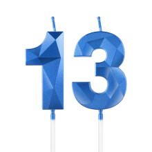 Royal Blue 13th Birthday Candles, 3D Number 13 Candle for Cake, Boy Girl 13th Birthday Decorations,Sapphire Candle Topper Blue Cake Decorations for B