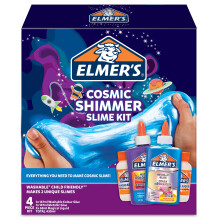 Elmer's Cosmic Shimmer Slime Kit | Contains Elmer's Metallic (Blue) and Colour PVA Glue (Purple) Plus 2 Bottles of Magical Liquid Slime Activator | 4
