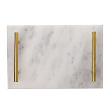 Hestia Marble Tray with Metal Handle - White
