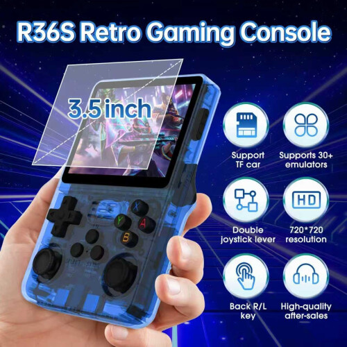 Febotak R36S Retro Handheld Game Console, 128GB Retro Gaming Console with 30+ Mainstream Emulators, 40,000+ Classic Games, Open Source Linux System, 1