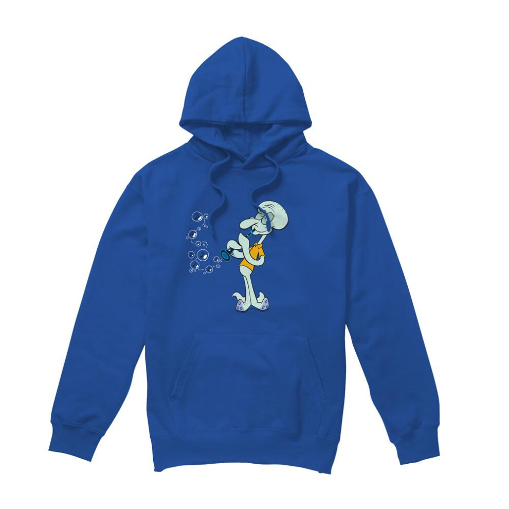 Spongebob Squarepants (Xxl, Royal ) Mens Squidward's Clarinet Hoodie Blue