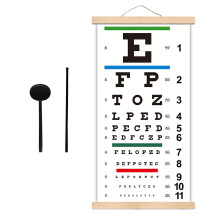 Tabla de Snellen para exámenes oculares 20 pies con marco de madera 11x22 pulgadas