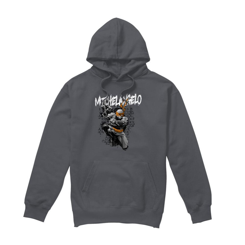 Teenage Mutant Ninja Turtles (L, Charcoal) Mens Michelangelo Hoodie