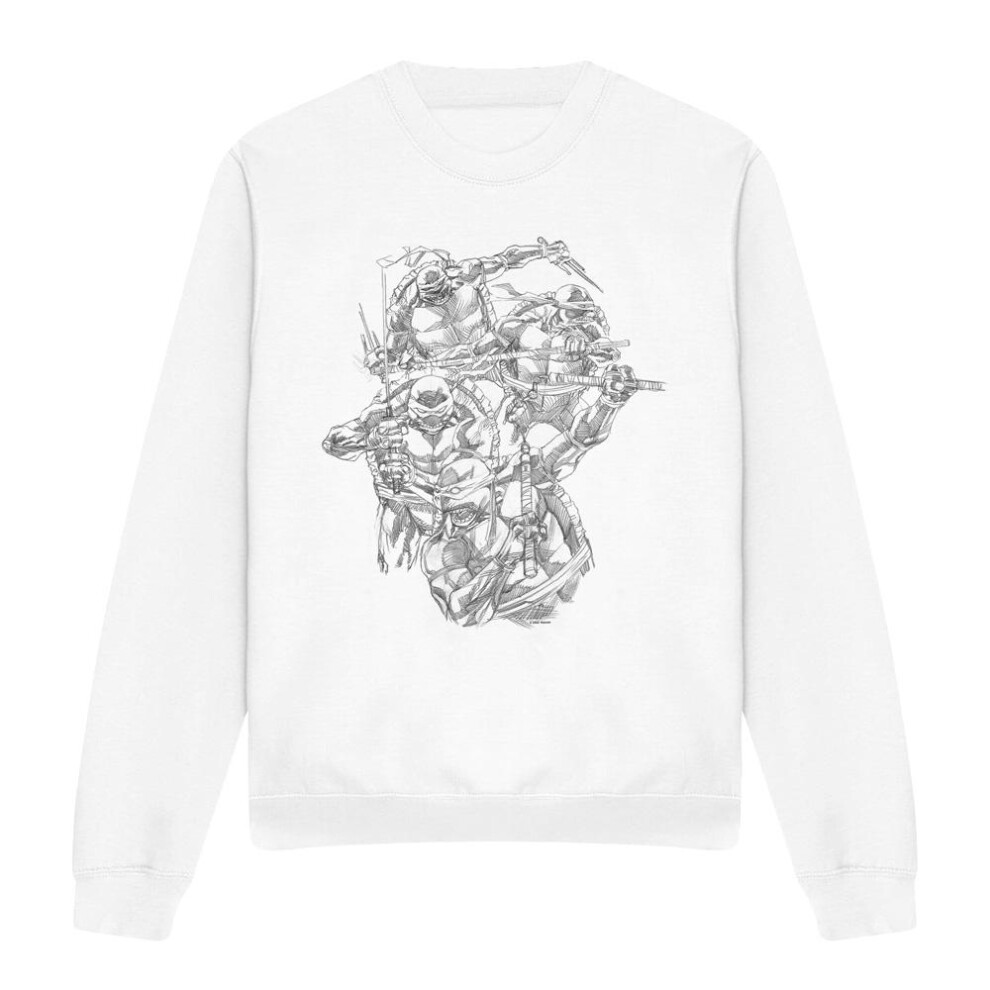 Teenage Mutant Ninja Turtles (S, White) Unisex Adult Shinobis Sweatshirt