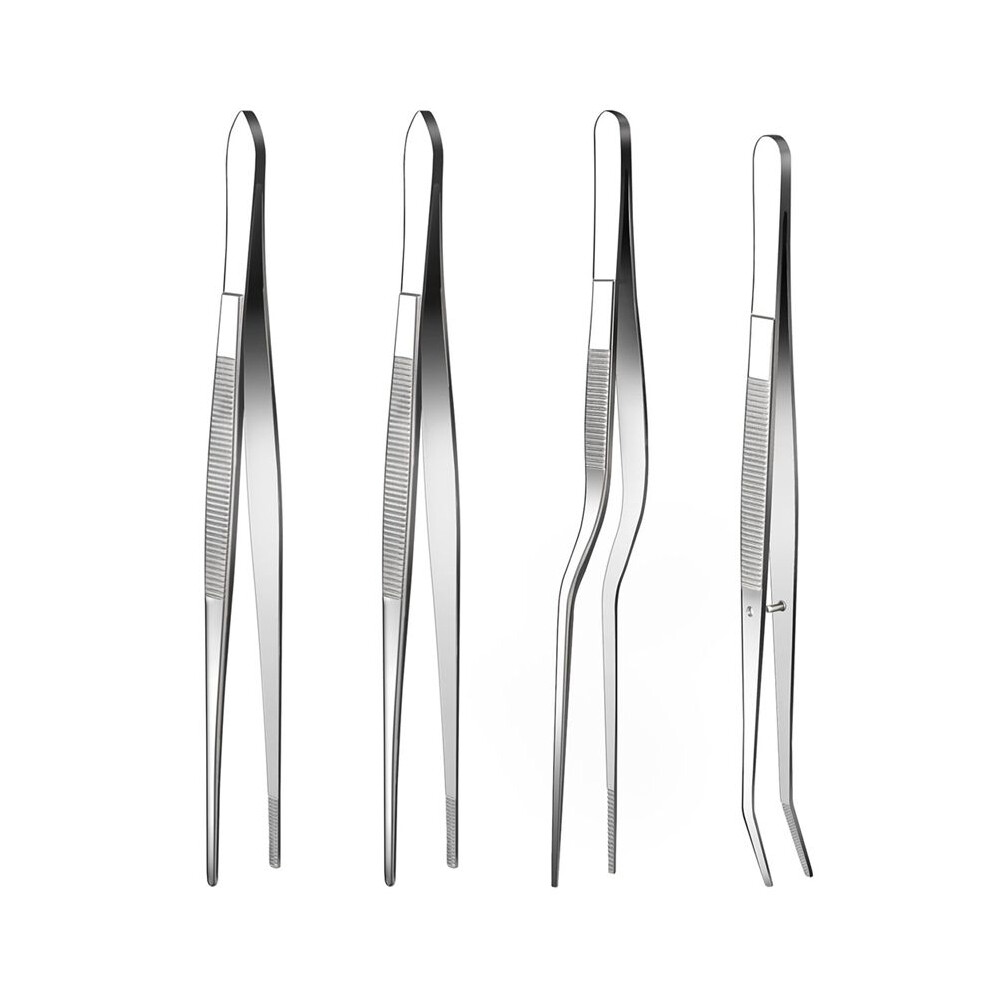 Typecat Fine Tweezer Tongs,4Pcs Cooking Tweezers,6.3Inch Stainless Steel Food Tweezers,Kitchen Tweezer For Baking,Decorating,Bbq