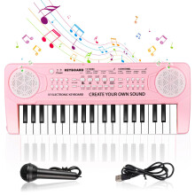 Shayson Keyboard Piano for Kids 37 Keys Music Keyboard with Microphone Portable Musical Instrument Toy Electronic Piano Birthday Gifts for Girls Ages