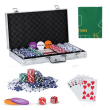 JUNGLE STONE Texas Holdem Poker Set, 300 Piece Set in Aluminium Case with 11.5g Heavyweight Chips, 1 double-sided reversible Flet Mat, 2 Decks Playin