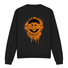 (L, Black) Sesame Street Unisex Adult Ernie Face Sweatshirt
