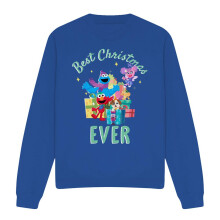 (XL, Royal Blue) Sesame Street Unisex Adult Best Christmas Ever Characters Sweatshirt