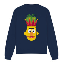 (M, Navy) Sesame Street Unisex Adult Bert Nutcracker Christmas Sweatshirt