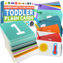 Toddler Flash Cards - Learn Colours, Numbers, Shapes, Opposites on Thick Jumbo Flashcards for Early Learners - Teacher Designed for Preschool, Nurser