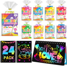 Scratch Art Party Bag Fillers for Kids - Rainbow Scratch Notebooks Arts and Crafts Party Bags Fillers, Birthday Classroom Gifts for Boys Girls Age 4-