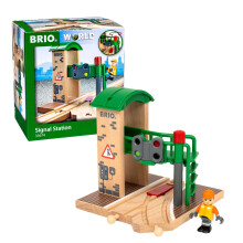 BRIO World Train Signal Station – Wooden Railway Accessory for Kids Age 3 Years and Up, Signal Box Add-On, Compatible with BRIO Railway Sets, Presch