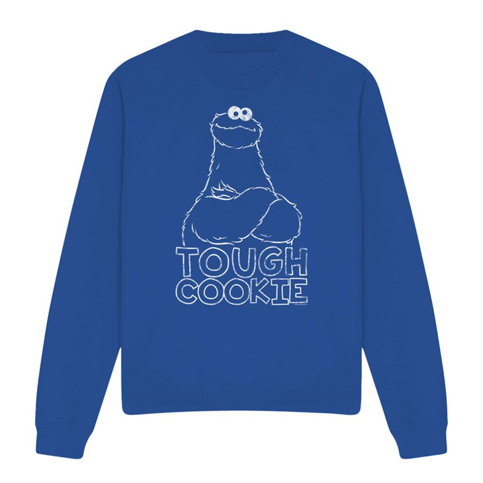 Sesame Street (Xxl, Royal ) Unisex Adult Tough Cookie Monster Sweatshirt Blue