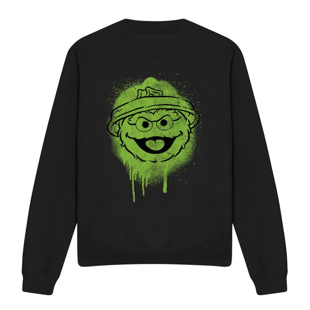 Sesame Street (Xxl, /Green) Unisex Adult Oscar The Grouch Graffiti Sweatshirt Black