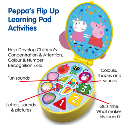 Peppa Pig Peppa Pig PP17 Peppa's Flip Up Learning Pad For Kids - Interactive Learning and Child Development,Colours and Numbers Recognition,Coordination and Co 2