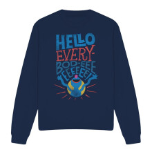 (L, Navy) Sesame Street Unisex Adult Hello Everybody Grover Sweatshirt