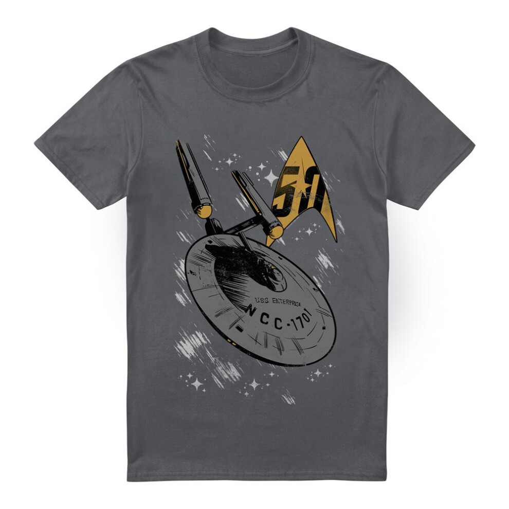 Star Trek (Xxl, Charcoal) Mens Enterprise Dash T-Shirt Multicoloured
