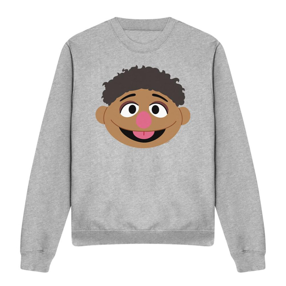 Sesame Street (S, Athletic Heather) Unisex Adult Tamir Face Sweatshirt Multicoloured