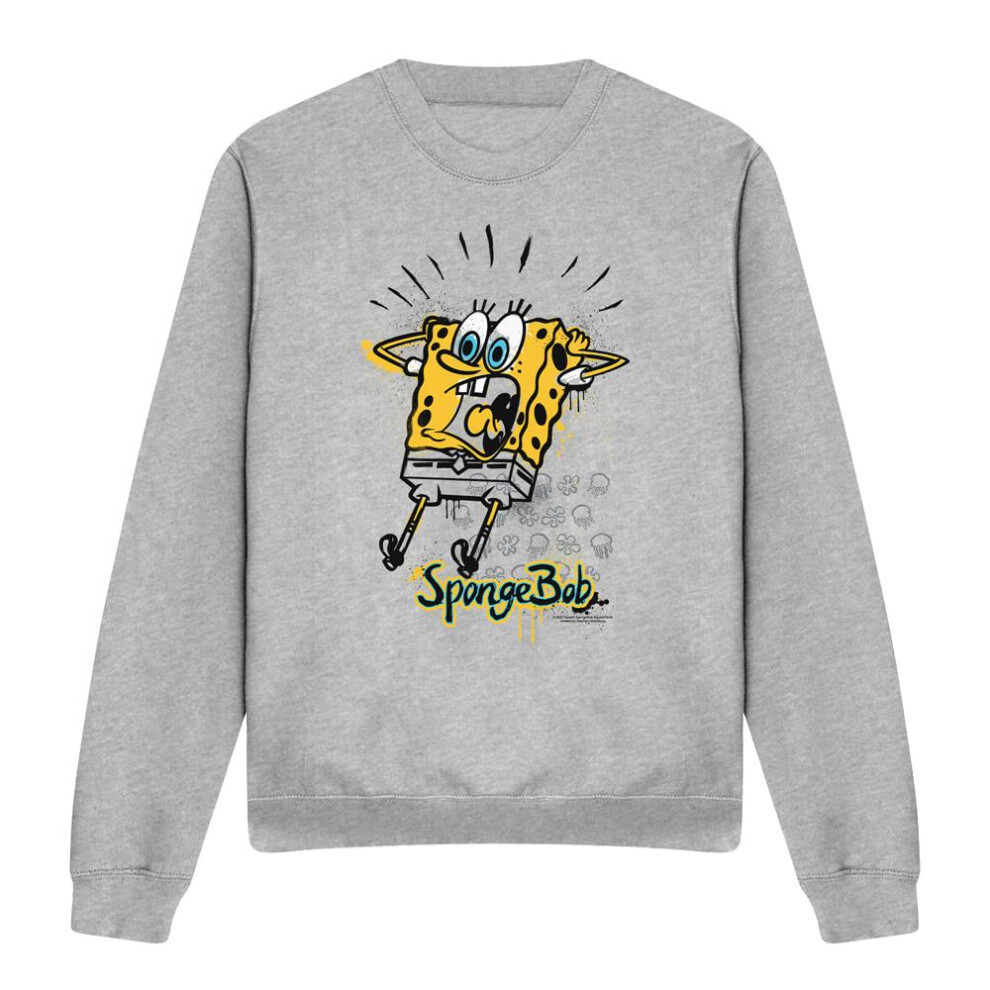 Spongebob Squarepants (Xxl, Sport Heather) Unisex Adult Shocking! Sweatshirt Multicoloured