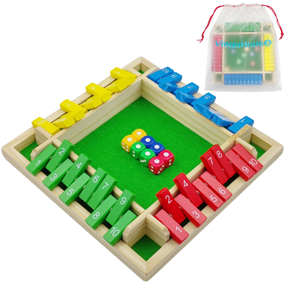Photos - Board Game Shut the Box Game for 4 Players, Wooden Table Game Family Travel Game Traditional Pub Dice Games for Adults Educational Tabl