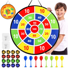26 Inches Kids Toys Dart Board,Dinosaur Theme Double Sided with 16 Sticky Balls and 8 Darts, Safe Indoor Outdoor Sports Party Game Toys for 3 4 5 6 7