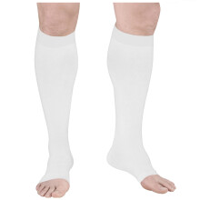 Truform Chirurgische Kousen, 18 mmHg Compressie voor Mannen en Vrouwen, Kniehoog, Open Teen, Wit, Groot