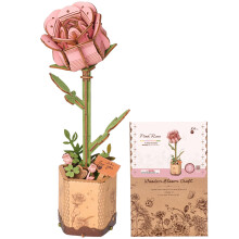 ROBOTIME 3D Puzzle Pink Rose, Wooden Artificial Flowers Model Kits for Adults to Build, Home Decor Accessories Living Room, Gifts for Women on Valent