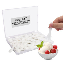 AMEILOZ 50PCS 3" Mini Probierlöffel Kleine Plastiklöffel für Joghurt Pudding Jello Shots Eiscreme