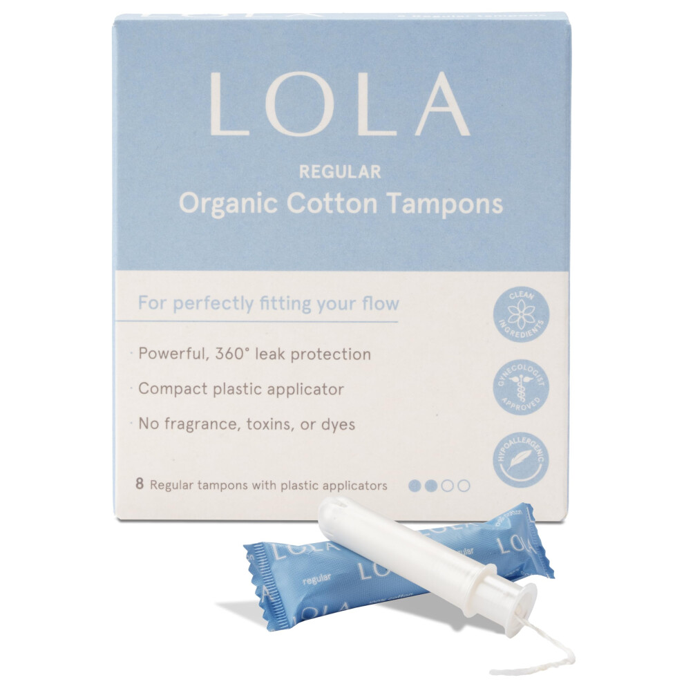 Lola Organic Cotton Tampons, 8 Count - Tampons Regular, Period Feminine Hygiene Products, Hsa Fsa Approved Products Feminine Care