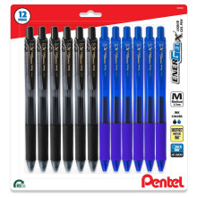 Pentel EnerGel X Vouwbare Vloeibare Gelpen, 0.7mm, Ultra Prestaties, 12 Pack - 6 Zwarte en 6 Blauwe Inktpennen