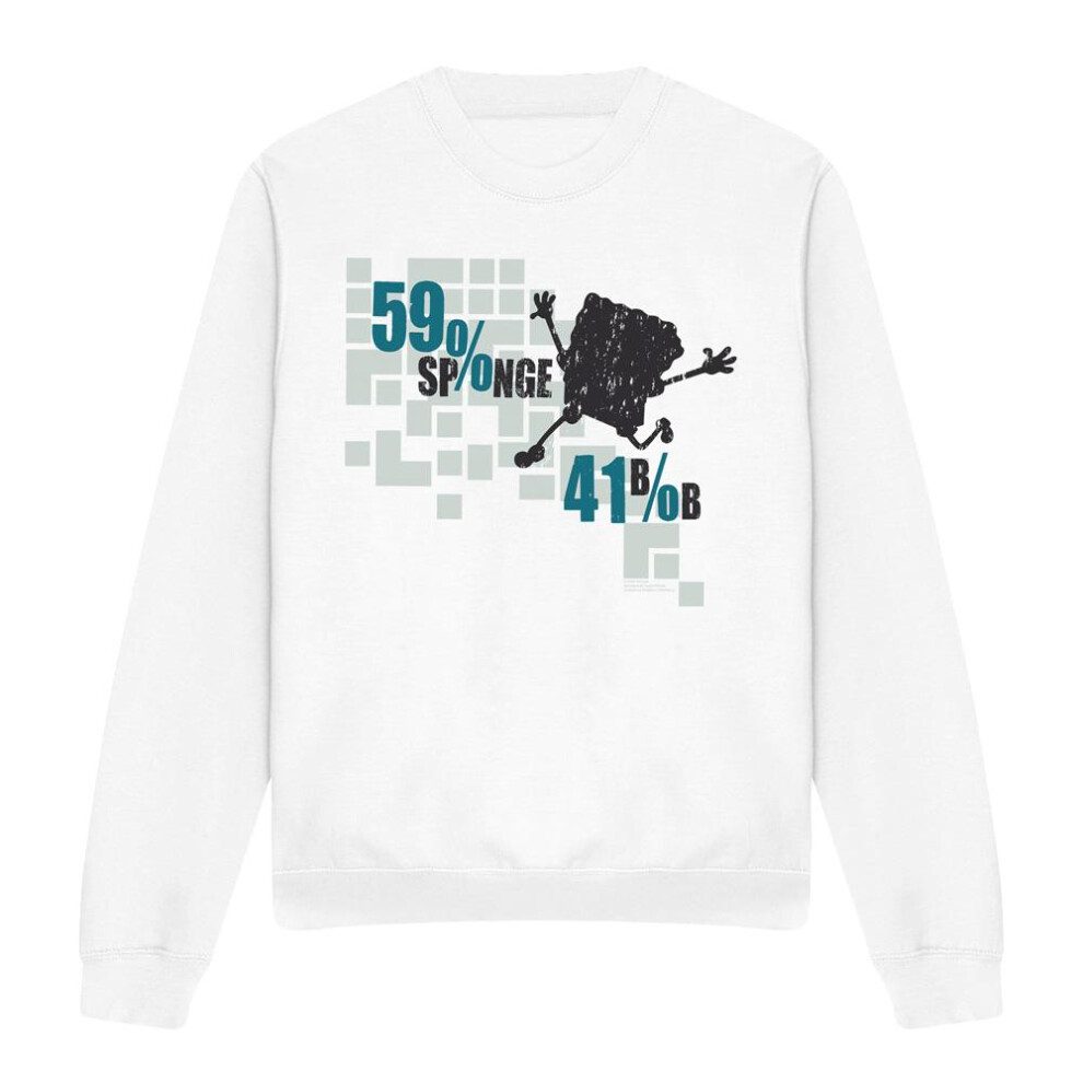 Spongebob Squarepants (Xxl, ) Unisex Adult 59% Sponge 41% Bob Sweatshirt White
