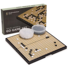 Yellow Mountain Imports Large Magnetic 19x19 Go Game Set Board (37.1-centimeter) with Single Convex Stones - Folding, Portable, and Travel Ready Set