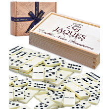 Jaques of London Dominoes - Club Double Nine Dominoes Set in Wooden Lid Slide D9 Box…