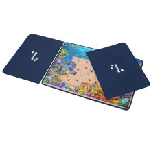 Becko Jigsaw Puzzle Board with 2 Trays Portable JIgsaw Puzzle Mat for Up to 1000 Pieces Puzzle Storage & Saver, Non-Slip Surface, (Blue/Khaki)