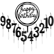 10pcs Number 0-9 Birthday Numeral Cake Candles + 1pcs Letter Happy Birthday Glitter Cake Topper Decoration Cake Number Digital Candles for Birthday P