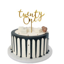 Gold Glitter Acrylic Twenty One Cake Topper, 21th Birthday Cake Toppers, 21th Anniversary Party Decorations Supplies
