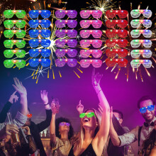 SZHFU 36 Pcs Neon glasses Party, Shutter Unisex 6 Colors Party Flashing glasses, 3 Modes light up glasses, Led glasses neon accessories, for Christmas