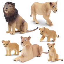 toymany 6PCS Realistic Lion Figurines with Lion Cubs, Jungle Animals Figures Family Set Includes Baby Lions, Educational Toy Cake Toppers Christmas B