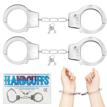 Cuackamily Toy 2 PCS Kids Metal Hand Cuffs Set, Police Pretend Play Police Handcuffs with Key for Cosplay Gift Masquerade Party Favor Costume