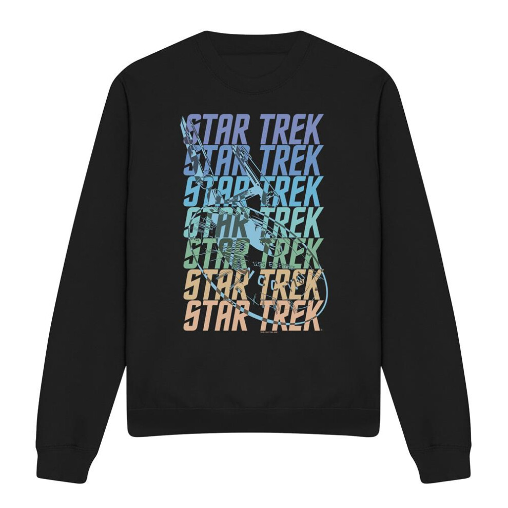 Star Trek (L, ) Unisex Adult Enterprise Multi Logo Sweatshirt Black