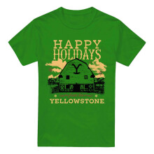 (XXL, Kelly Green) Yellowstone Mens Happy Holidays Christmas T-Shirt