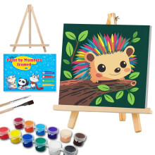 WEMEON Hedgehog Paint by Numbers Kit for Children with Framed and Easel- Easy Paint by Number Crafts for Kids Ages 4-8-12, Simple Painting Kits for K