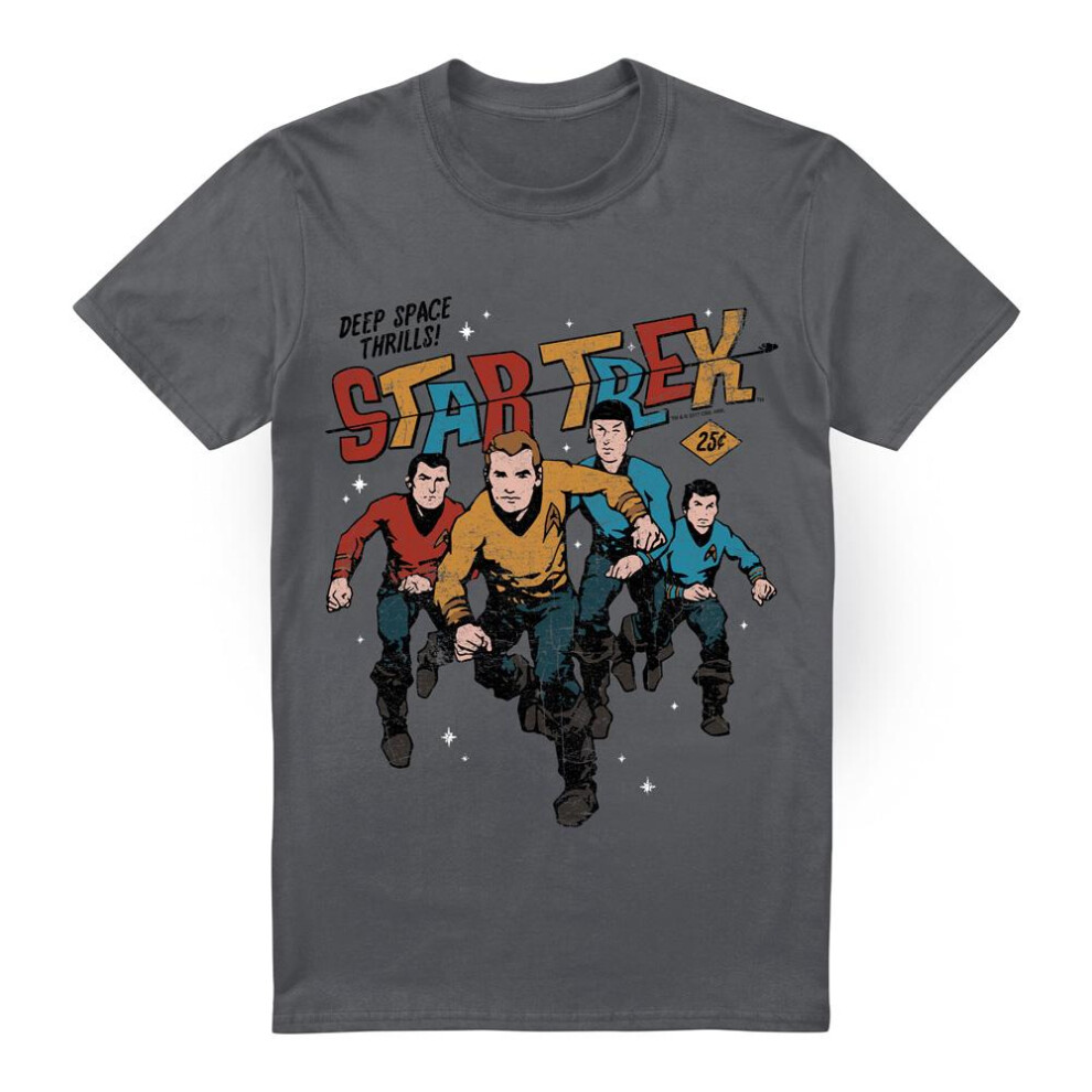 Star Trek (L, Charcoal) Mens Deep Space Thrills T-Shirt Multicoloured