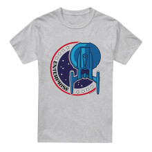(L, Sport Heather) Star Trek Mens Enterprise Patch T-Shirt