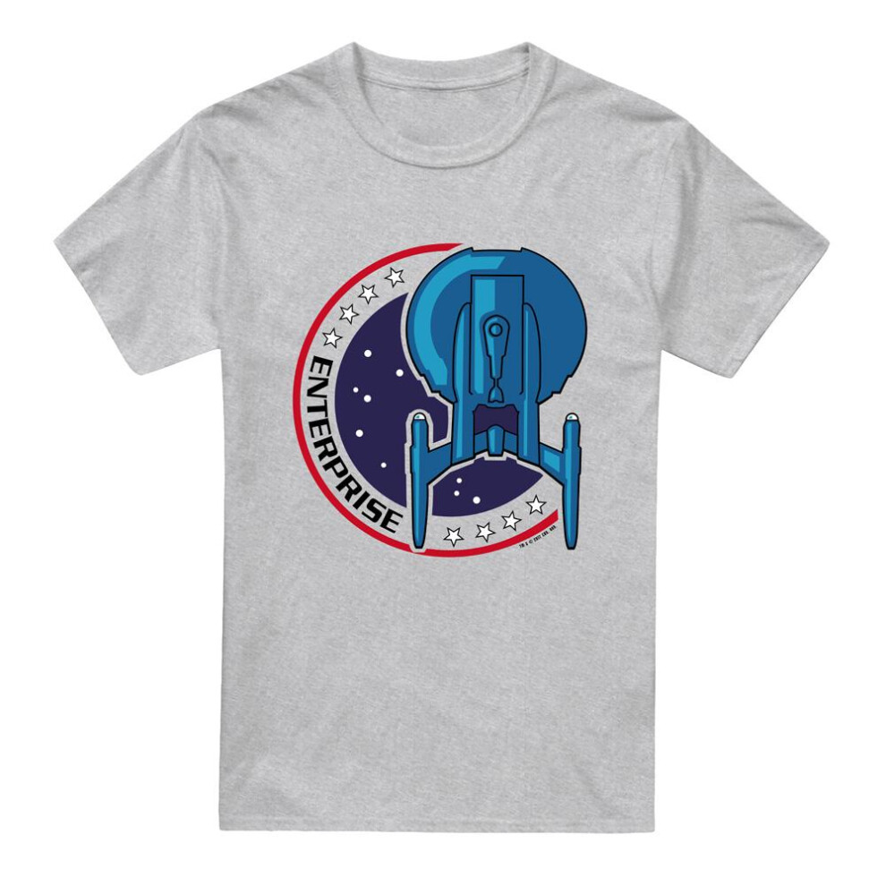 Star Trek (5Xl, Sport Heather) Mens Enterprise Patch T-Shirt Multicoloured