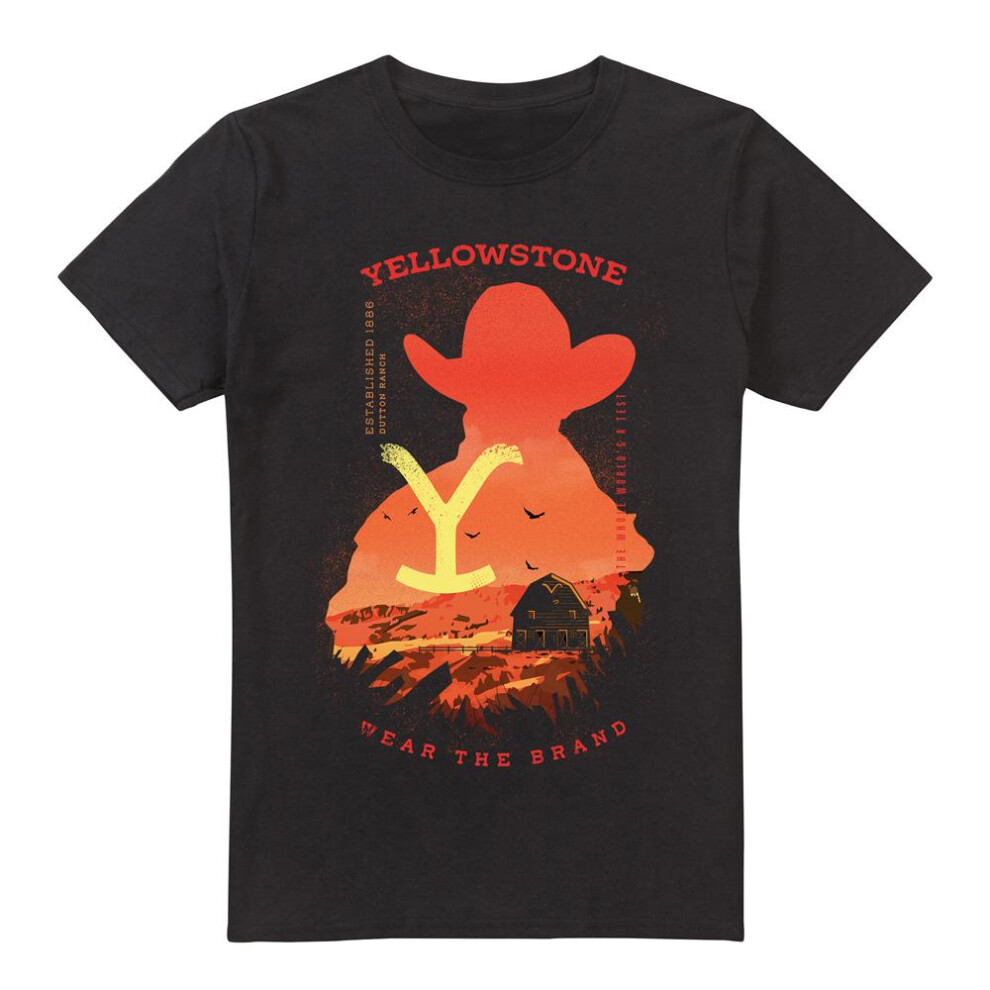 Yellowstone (3Xl, Black) Mens Wear The Brand Sunset Silhouette T-Shirt