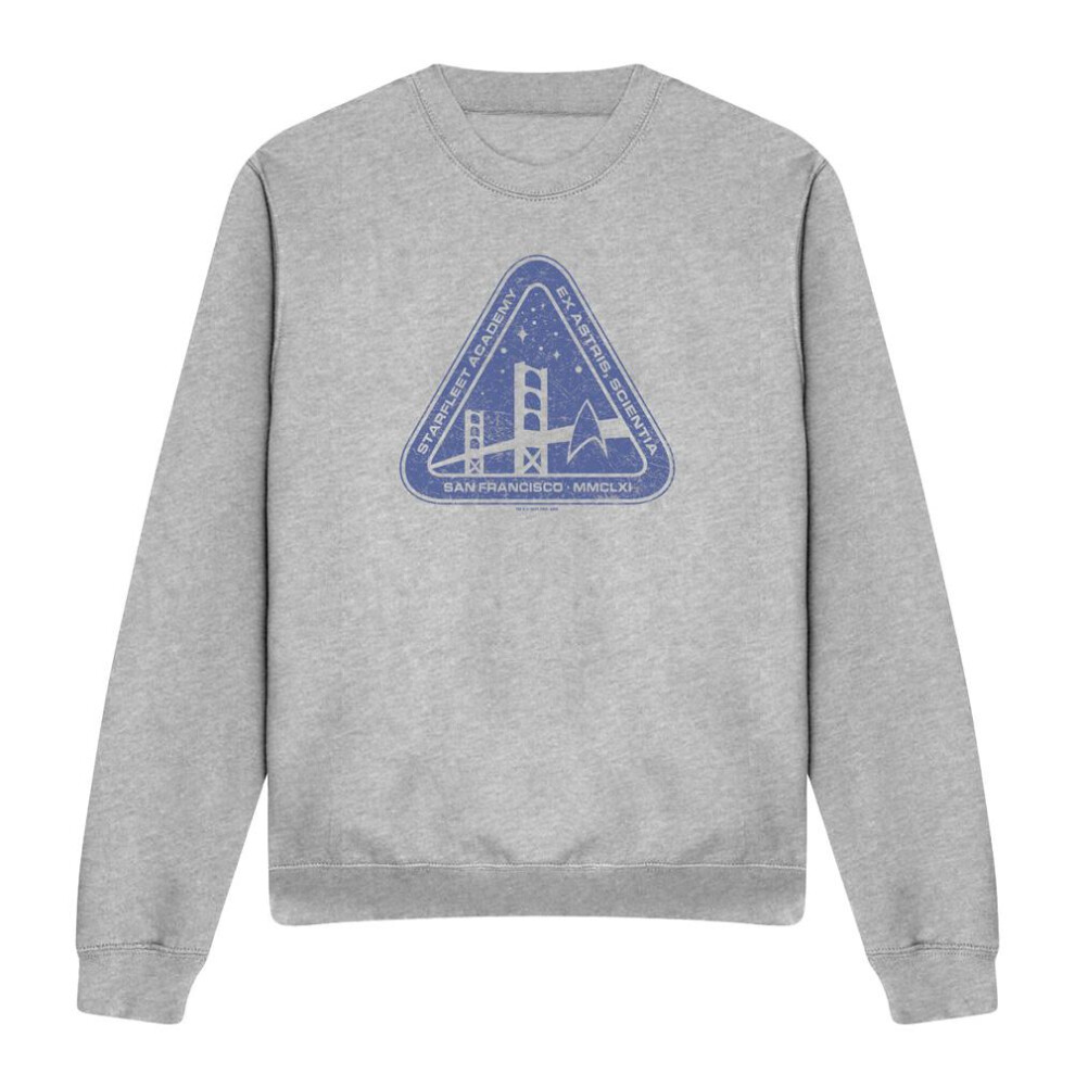 Star Trek (M, Sport Heather) Unisex Adult Distressed Logo Sweatshirt Multicoloured
