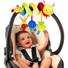 YELUFT Spiral Pram Toys for Babies - Wrap Around Pushchair Stroller Car Seat Toys for 0 3 6 9 12 Month Plush Activity Rattle Hanging Toy Sensory Gift